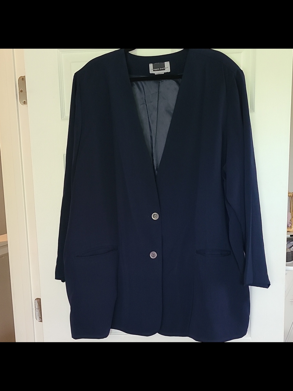 Maggie Barnes Women’s Plus 26W Navy Button-Front Lined Jacket w/ Pockets